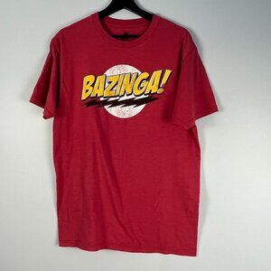 Bazinga ! bing bang theory Ripple Junction tag tee shirt red size L